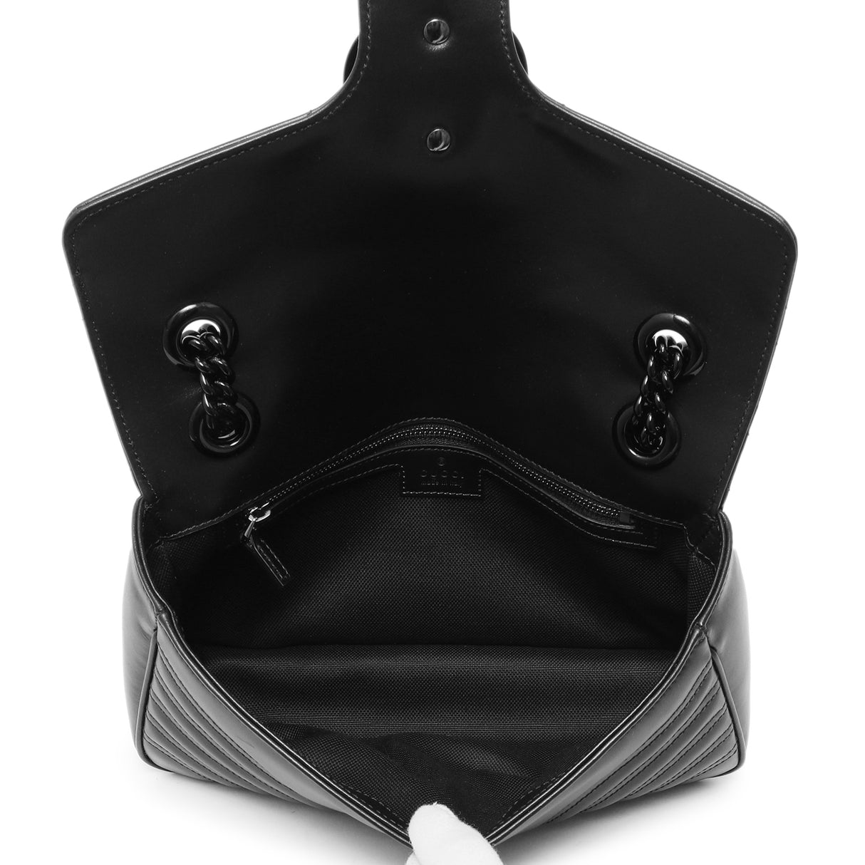 Gucci Black Calfskin Matelasse Monochrome Small GG Marmont Shoulder Bag Handbags Gucci