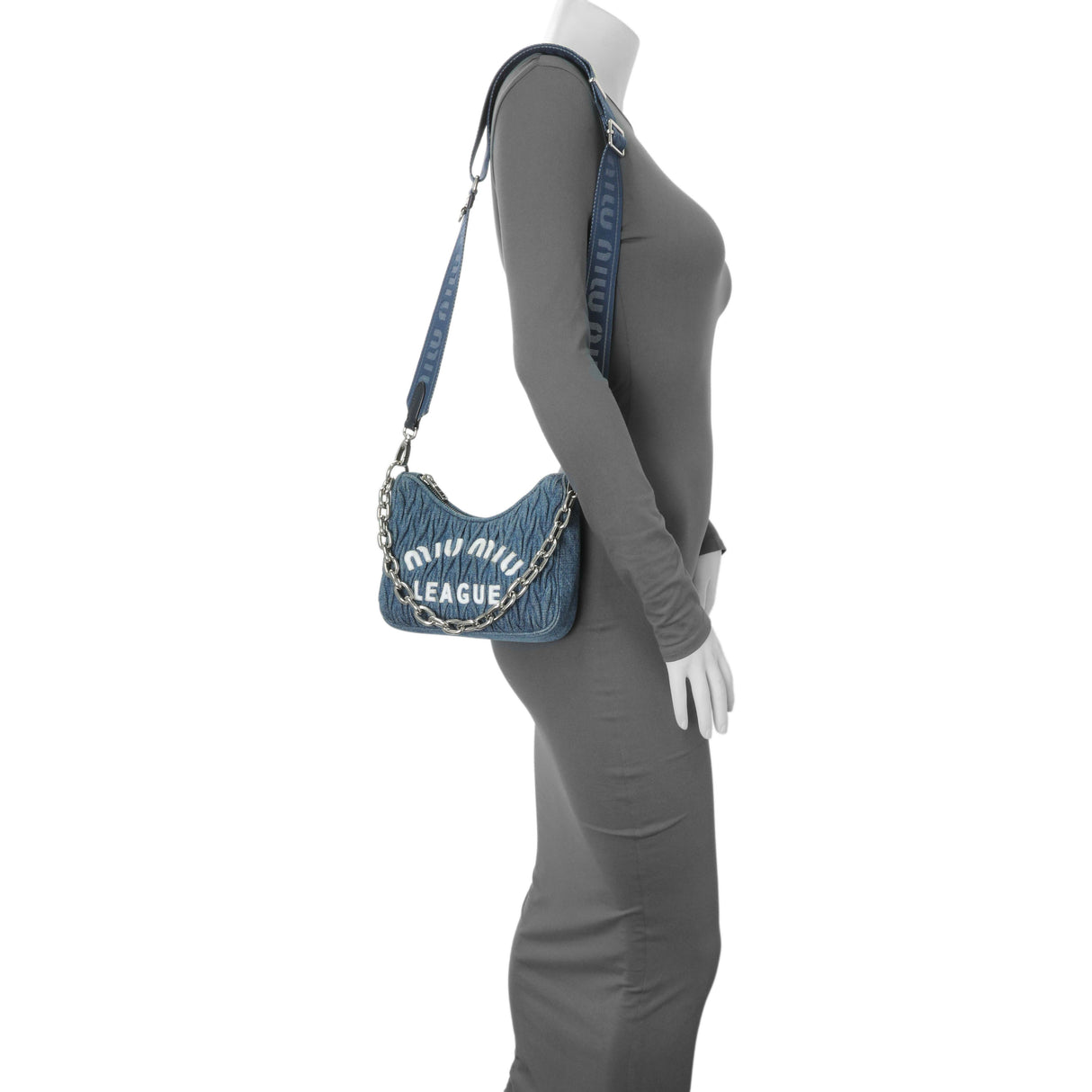 Miu Miu Blue Denim Matelasse Crossbody Handbags Miu Miu