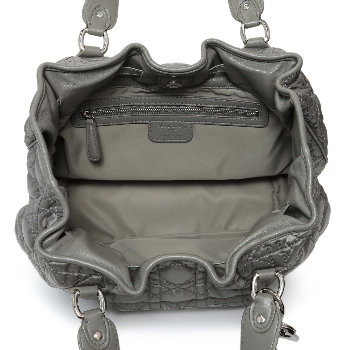 Christian Dior Grey Nylon Cannage Charming Lock Tote Handbags Christian Dior