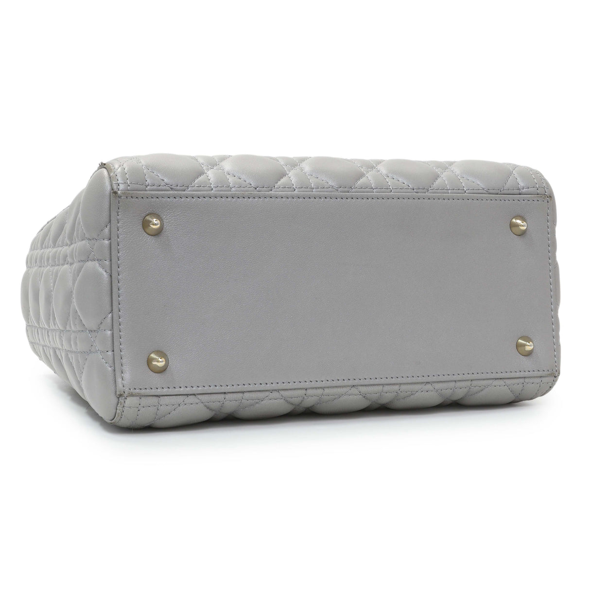 Christian Dior Grey Lambskin Cannage Medium Lady Dior Handbags Christian Dior