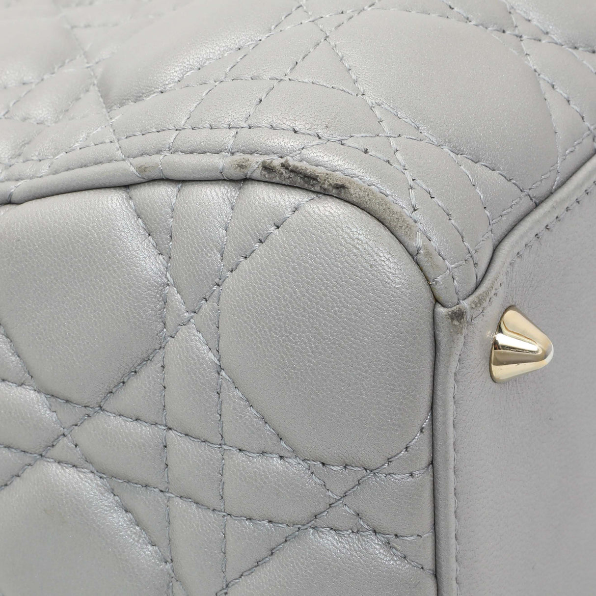 Christian Dior Grey Lambskin Cannage Medium Lady Dior Handbags Christian Dior