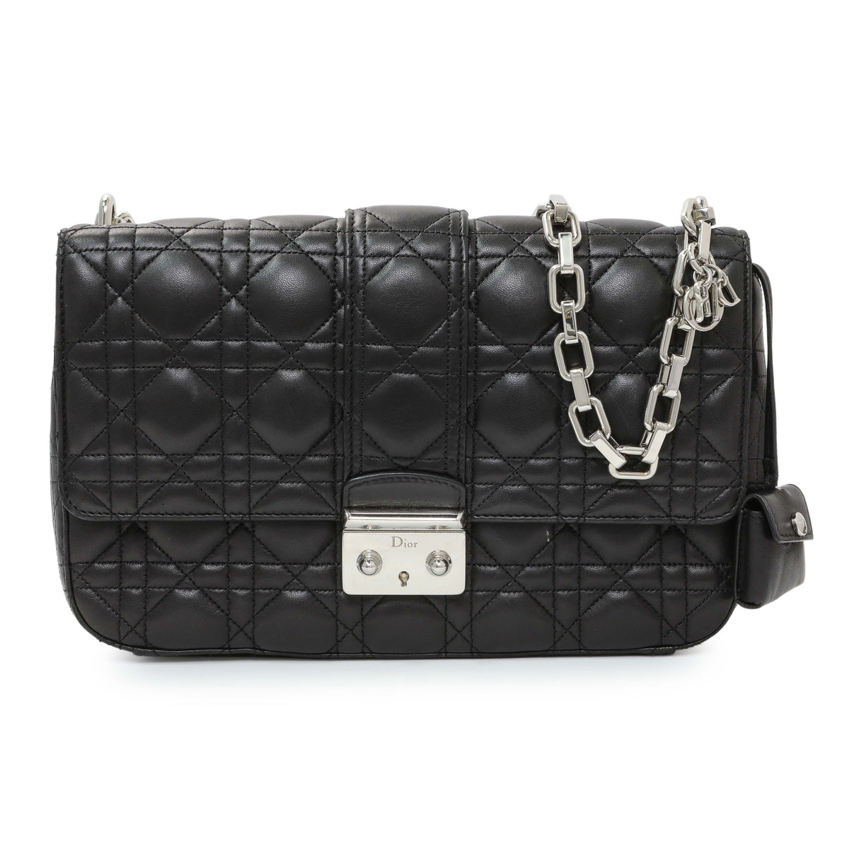 Christian Dior Black Lambskin Cannage Medium Miss Dior Flap Handbags Christian Dior