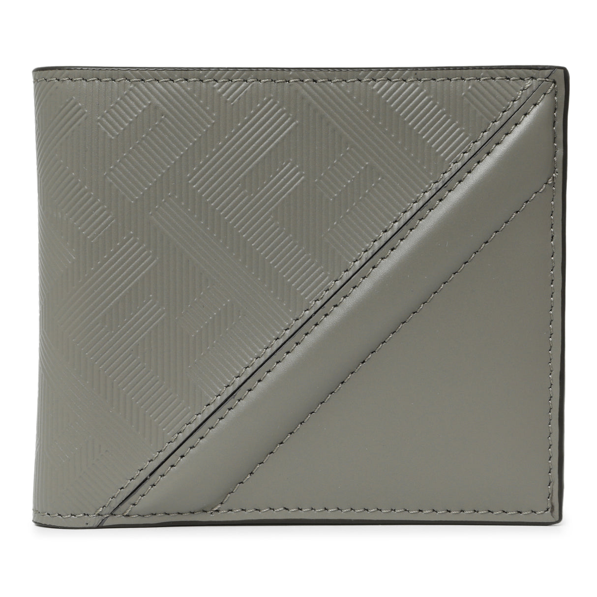 Fendi Grey Vitello King Diagonal Bifold Wallet Accessories Fendi