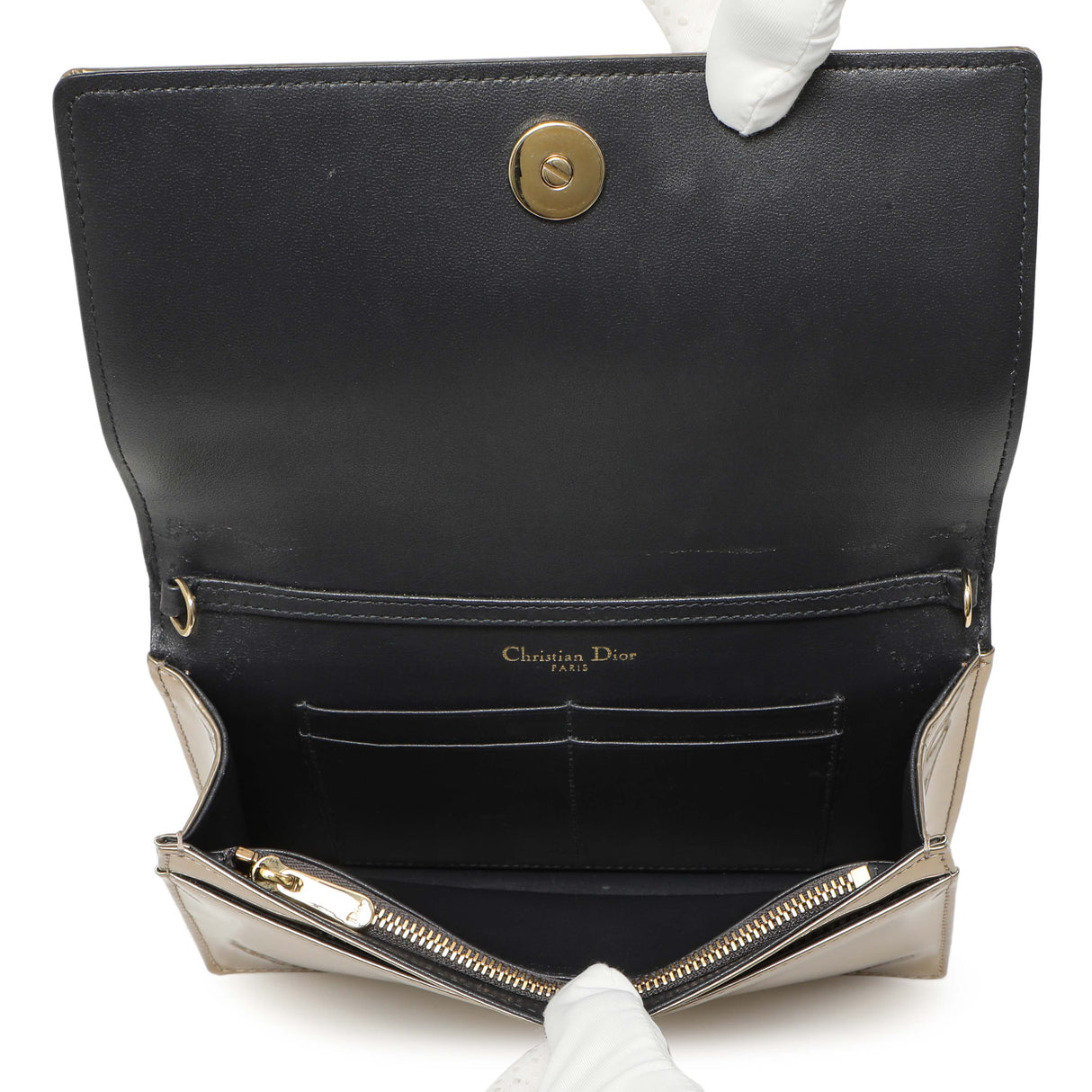 Christian Dior Metallic Gold Patent Micro Cannage Diorama Wallet on Chain Handbags Christian Dior