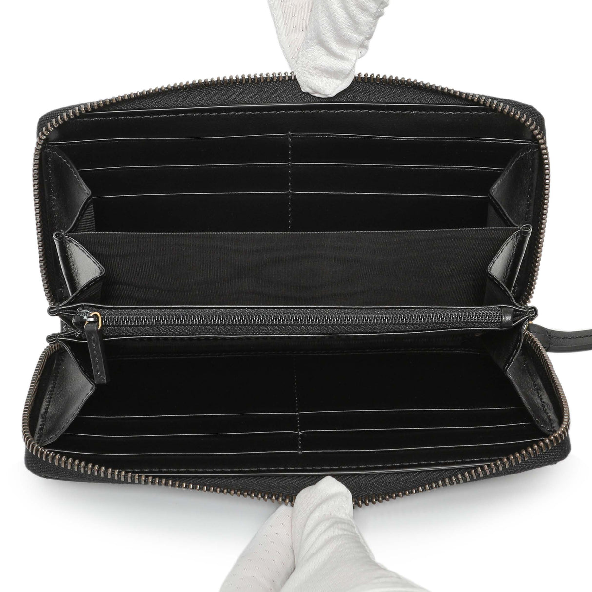 Gucci Black Calfskin Matelasse GG Marmont Zip Around Wallet Accessories Gucci