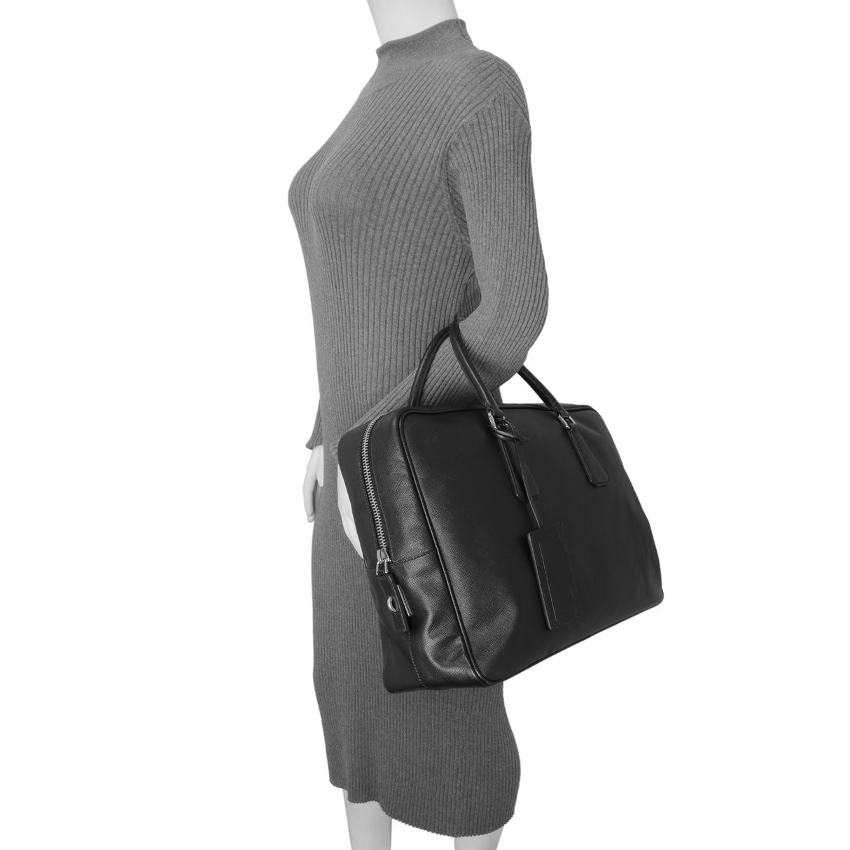 Prada Black Saffiano Travel Briefcase Handbags Prada