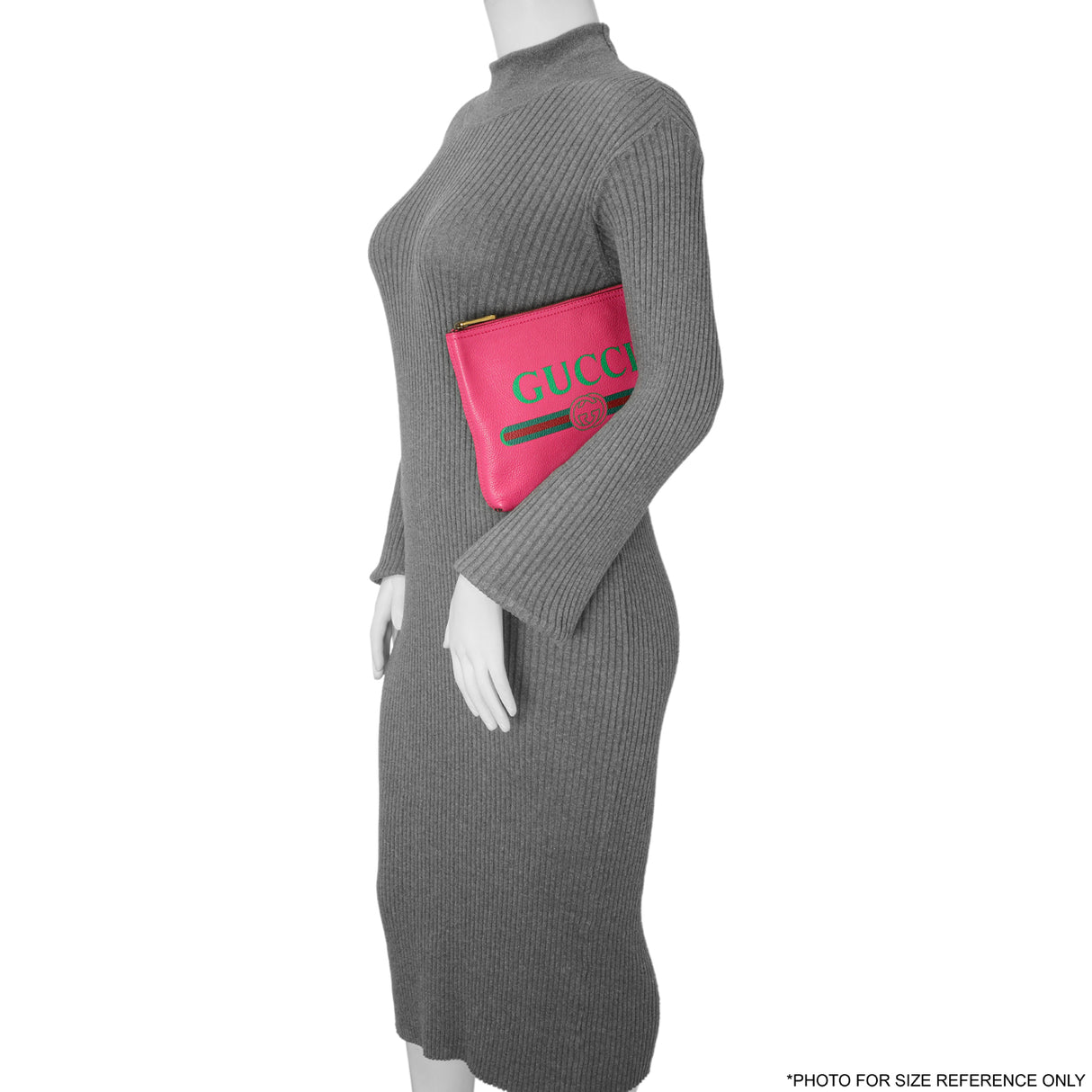 Gucci Pink Pebbled Calfskin Logo Portfolio Clutch Handbags Gucci