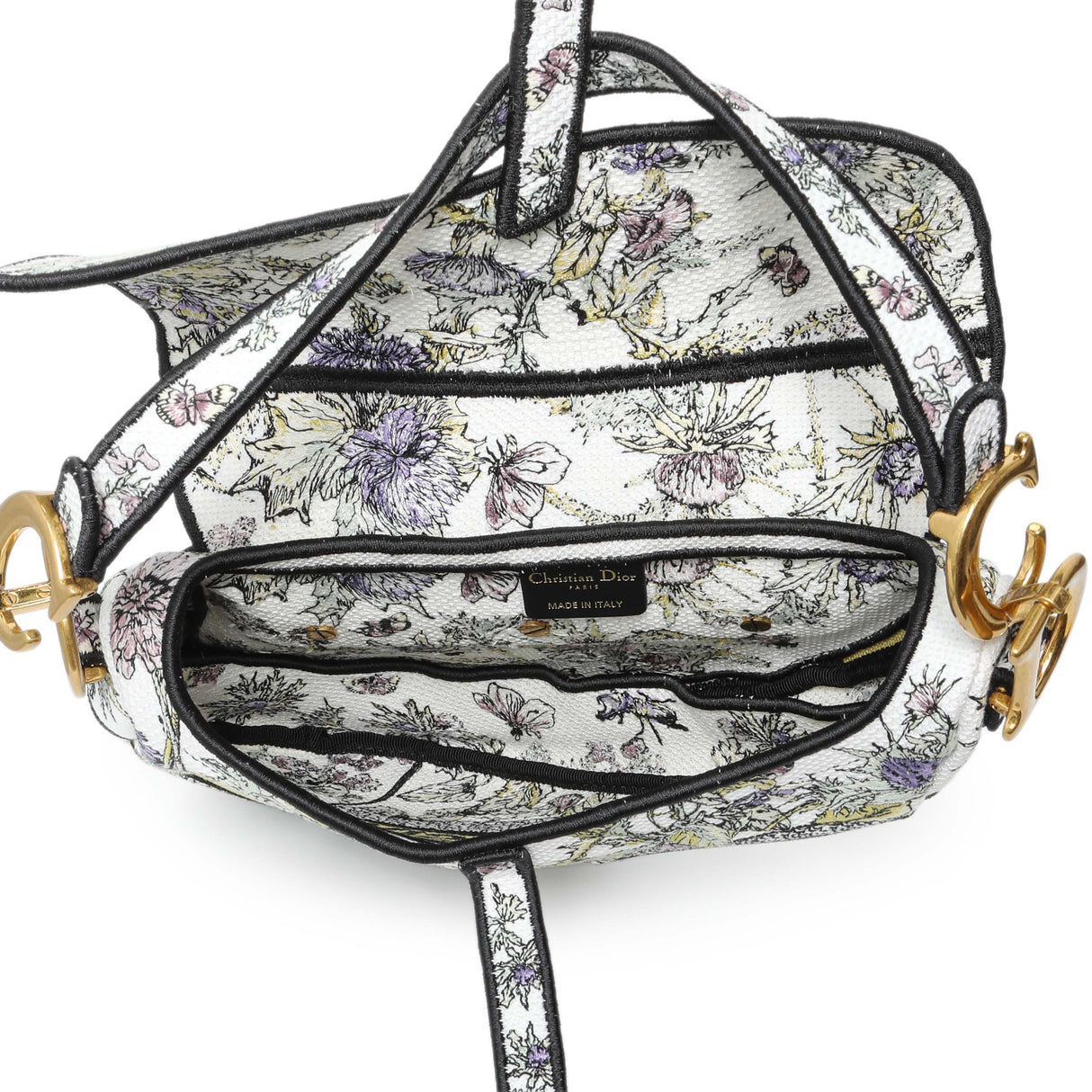 Christian Dior White Floral Embroidered Saddle Bag Handbags Christian Dior