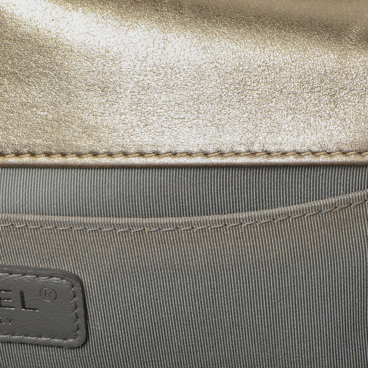 Chanel Silver Gold Quilted Calfskin Medium Boy Bag Handbags Chanel