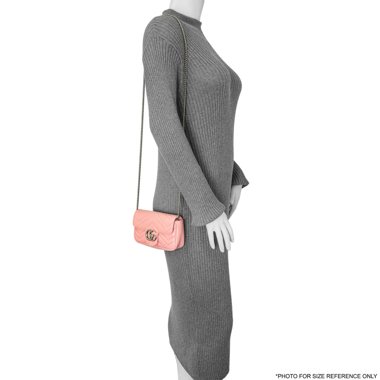 Gucci Pink Calfskin Matelasse Super Mini GG Marmont Handbags Gucci