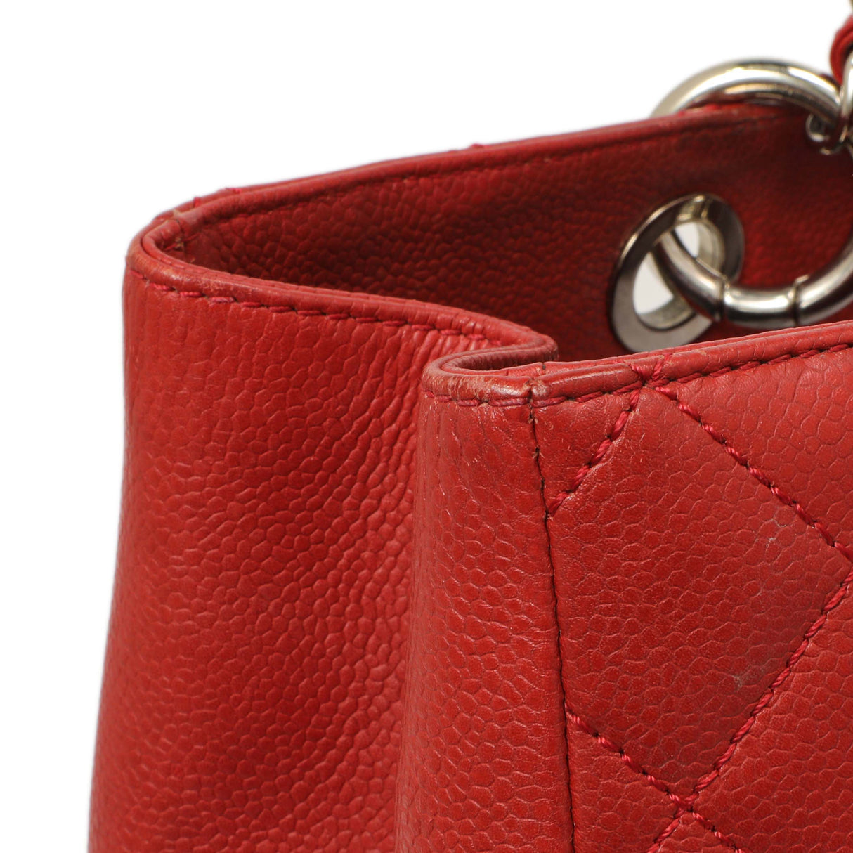 Chanel Red Quilted Caviar Grand Shopping Tote GST Handbags Chanel
