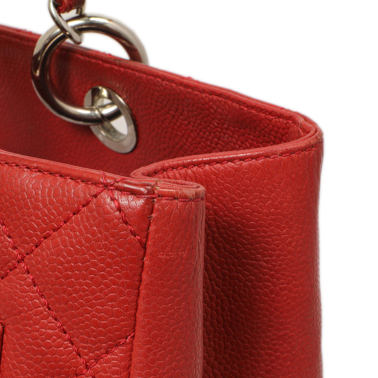Chanel Red Quilted Caviar Grand Shopping Tote GST Handbags Chanel