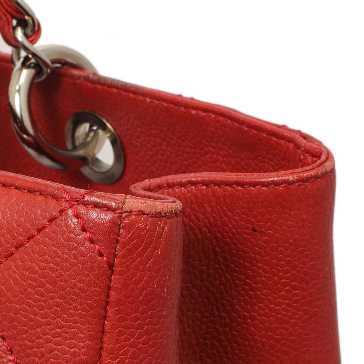Chanel Red Quilted Caviar Grand Shopping Tote GST Handbags Chanel
