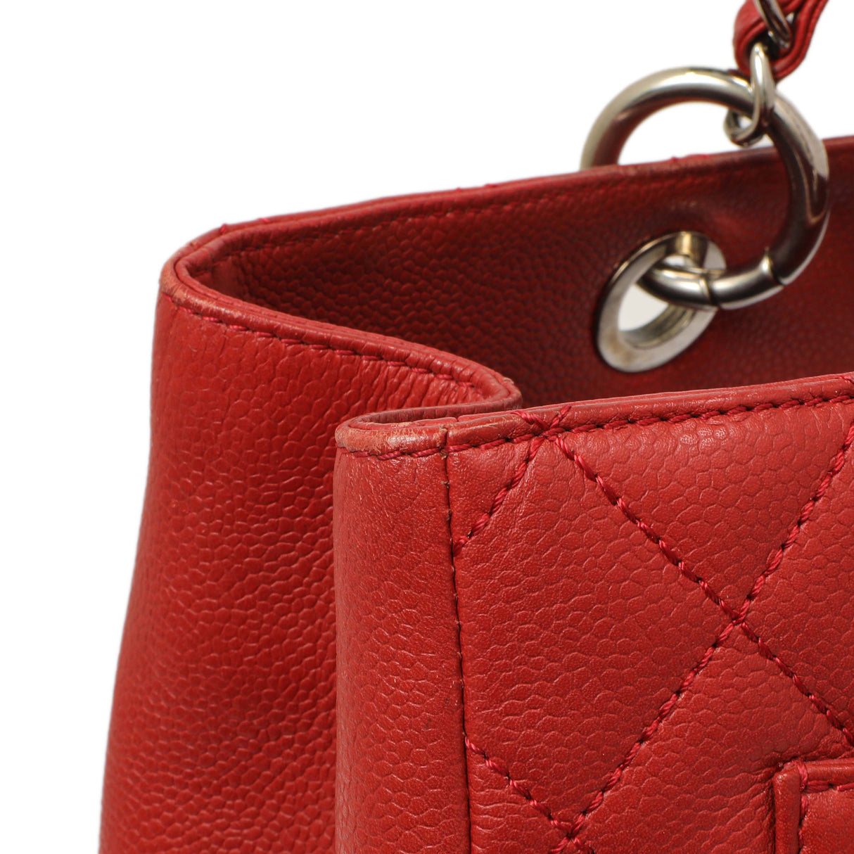 Chanel Red Quilted Caviar Grand Shopping Tote GST Handbags Chanel