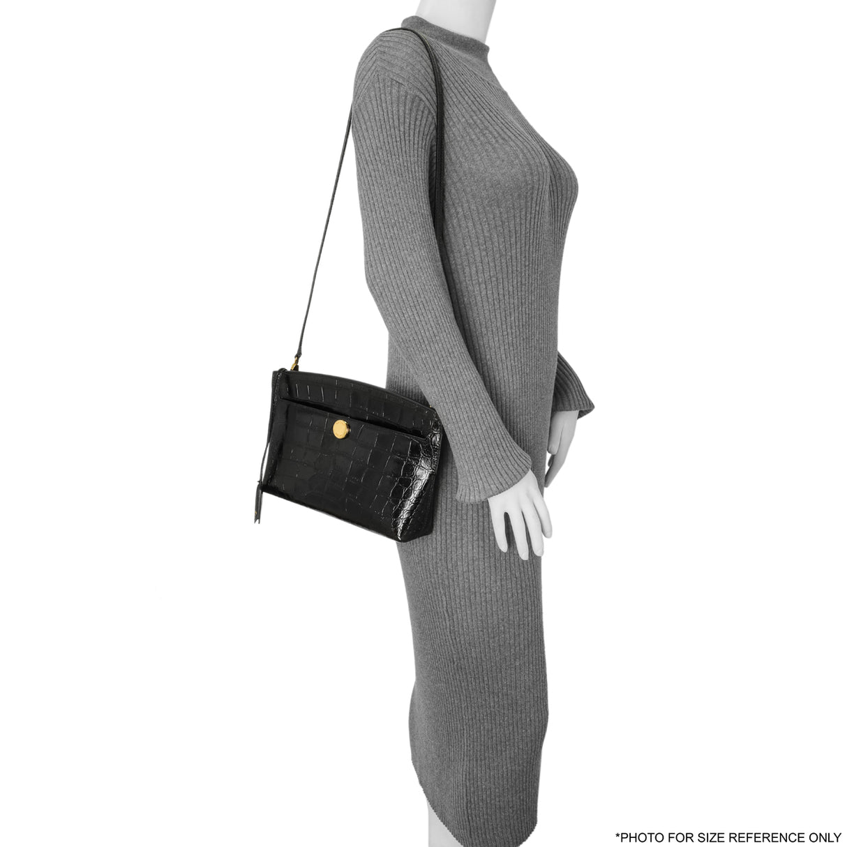 Burberry Black Crocodile Embossed Small Society Clutch Handbags Burberry