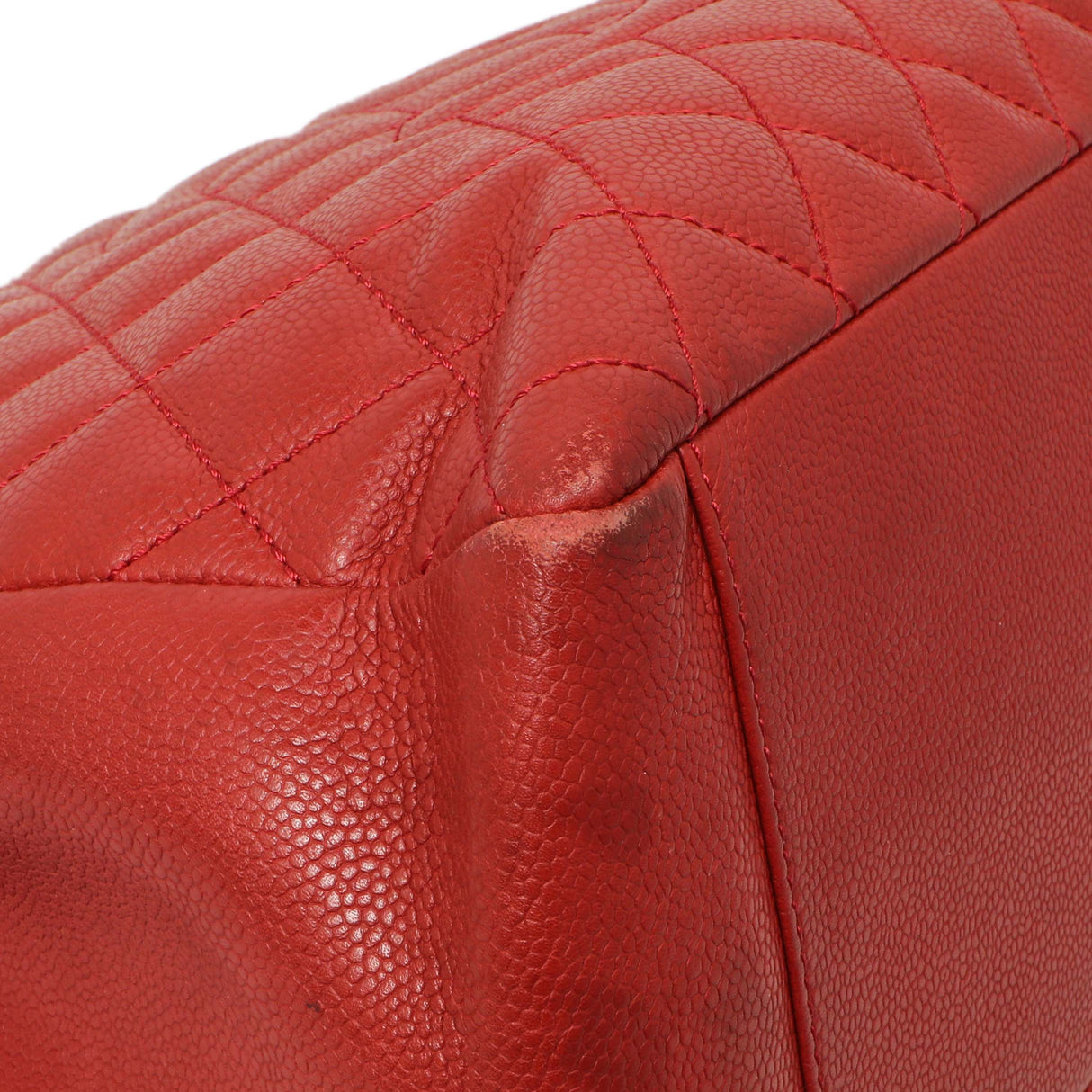 Chanel Red Quilted Caviar Grand Shopping Tote GST Handbags Chanel