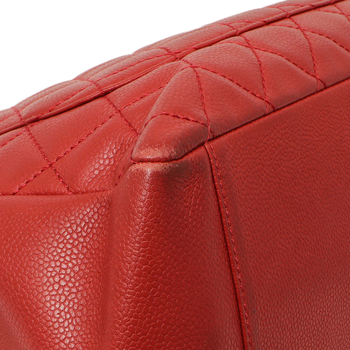 Chanel Red Quilted Caviar Grand Shopping Tote GST Handbags Chanel