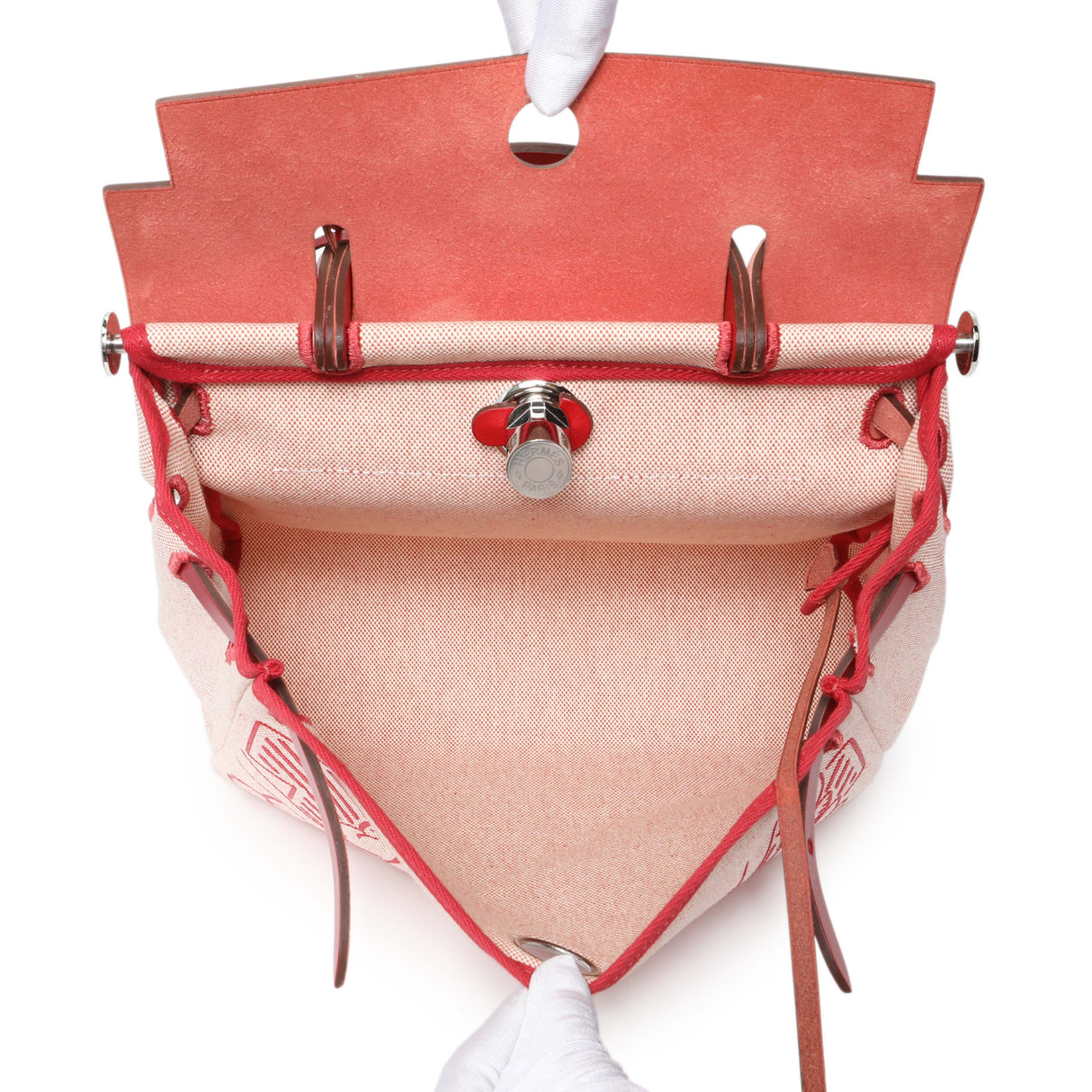 Hermes Vache Hunter Rouge Piment Toile Pegase Pop Herbag Zip Retourne 31 PM Handbags Hermes