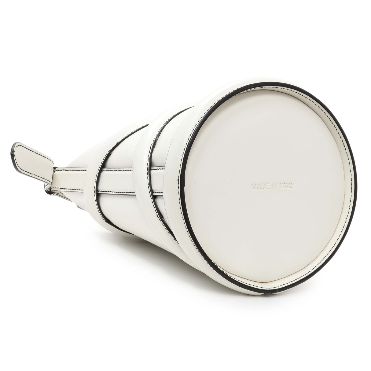 Alexander McQueen White Calfskin Curve Small Bucket Bag Handbags Alexander McQueen
