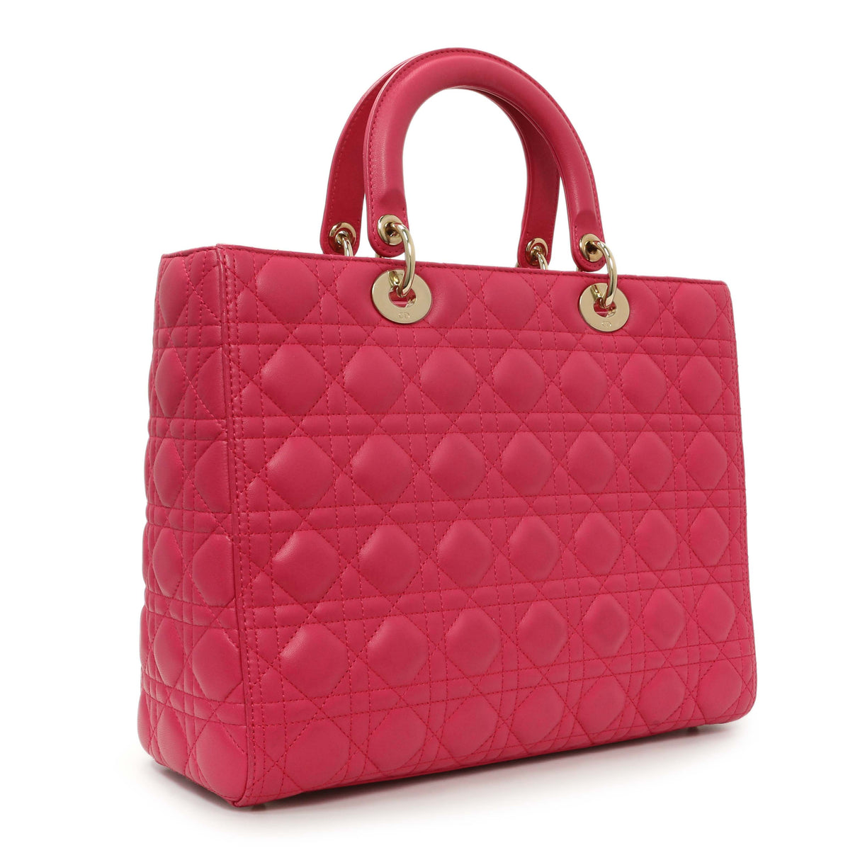 Christian Dior Fuchsia Lambskin Cannage Large Lady Dior Handbags Christian Dior