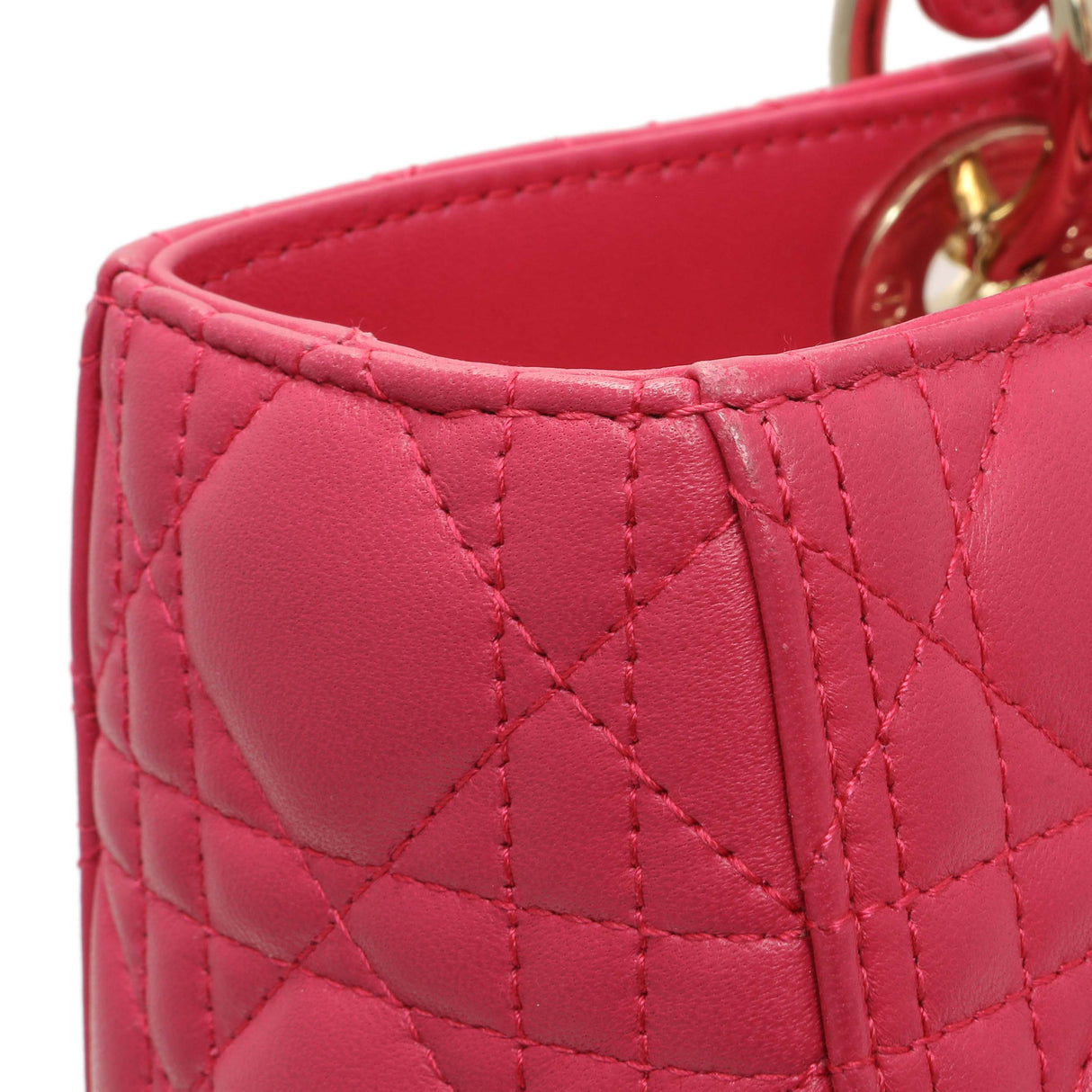 Christian Dior Fuchsia Lambskin Cannage Large Lady Dior Handbags Christian Dior