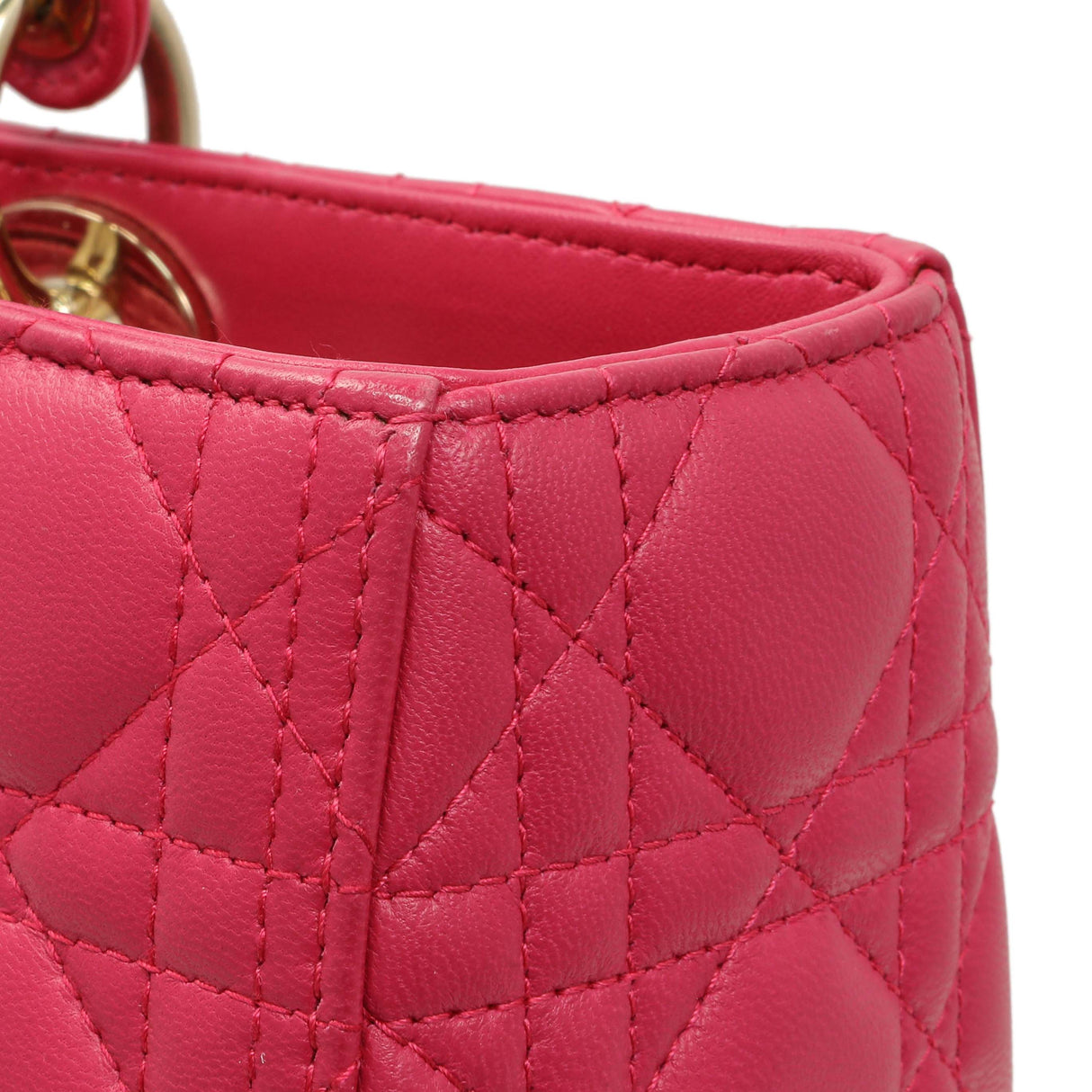 Christian Dior Fuchsia Lambskin Cannage Large Lady Dior Handbags Christian Dior