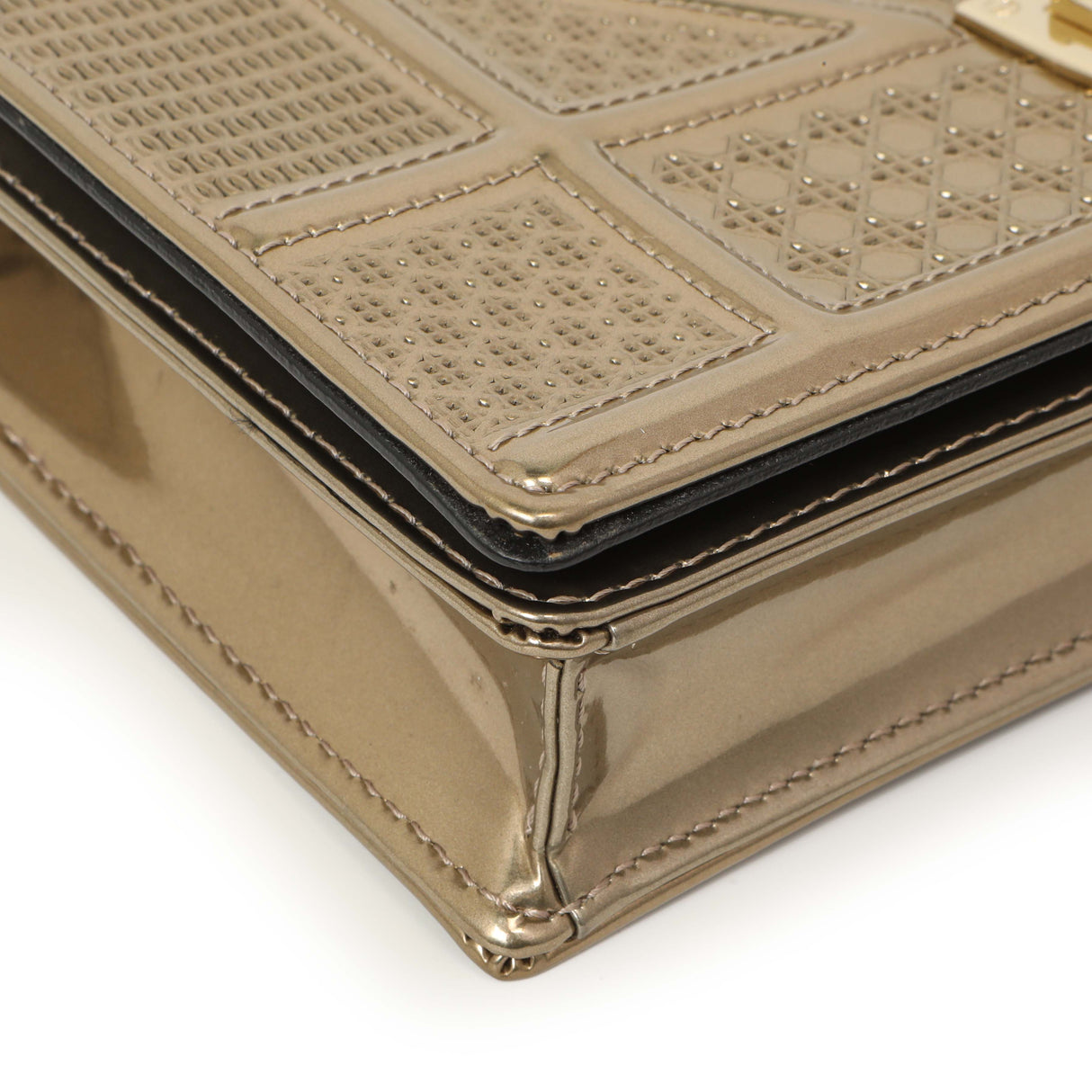 Christian Dior Metallic Gold Patent Micro Cannage Diorama Wallet on Chain Handbags Christian Dior