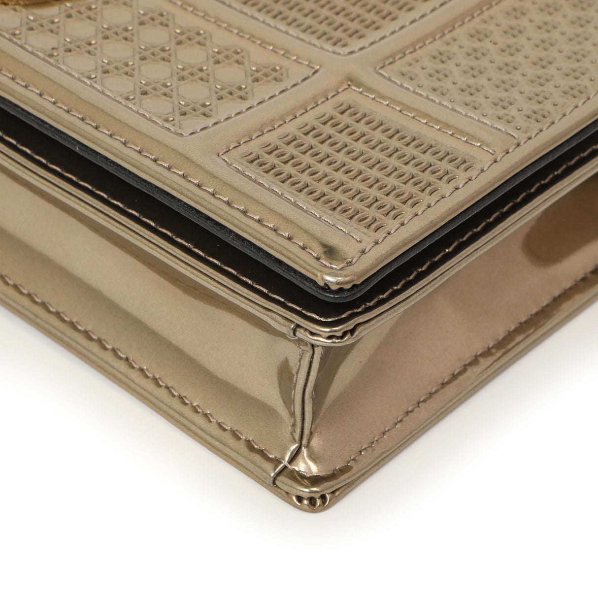 Christian Dior Metallic Gold Patent Micro Cannage Diorama Wallet on Chain Handbags Christian Dior