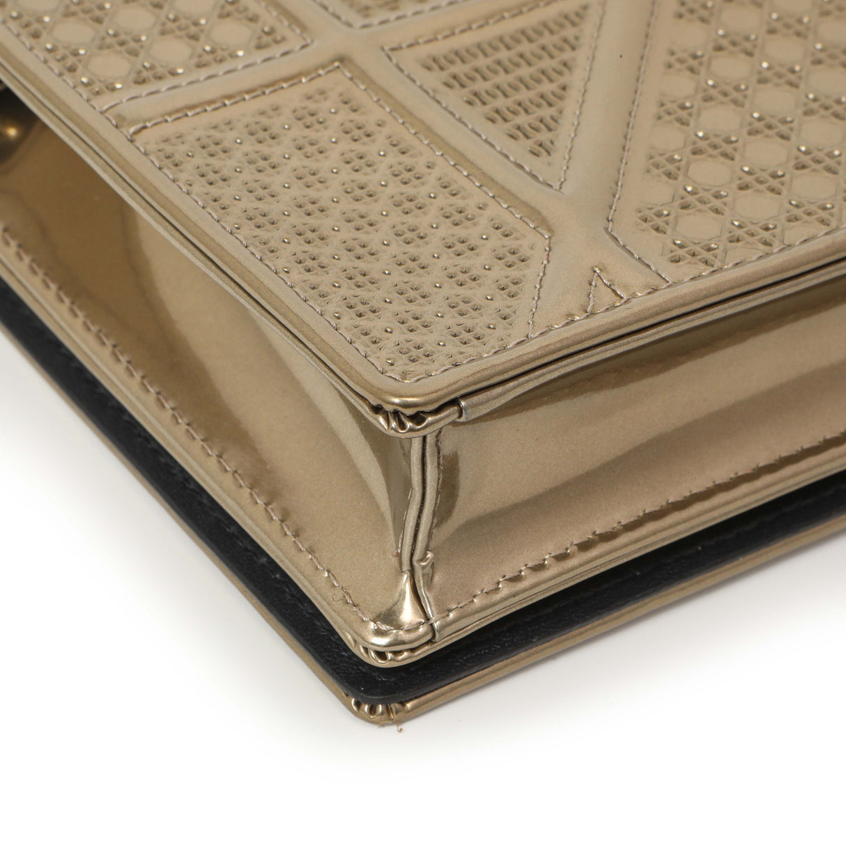 Christian Dior Metallic Gold Patent Micro Cannage Diorama Wallet on Chain Handbags Christian Dior