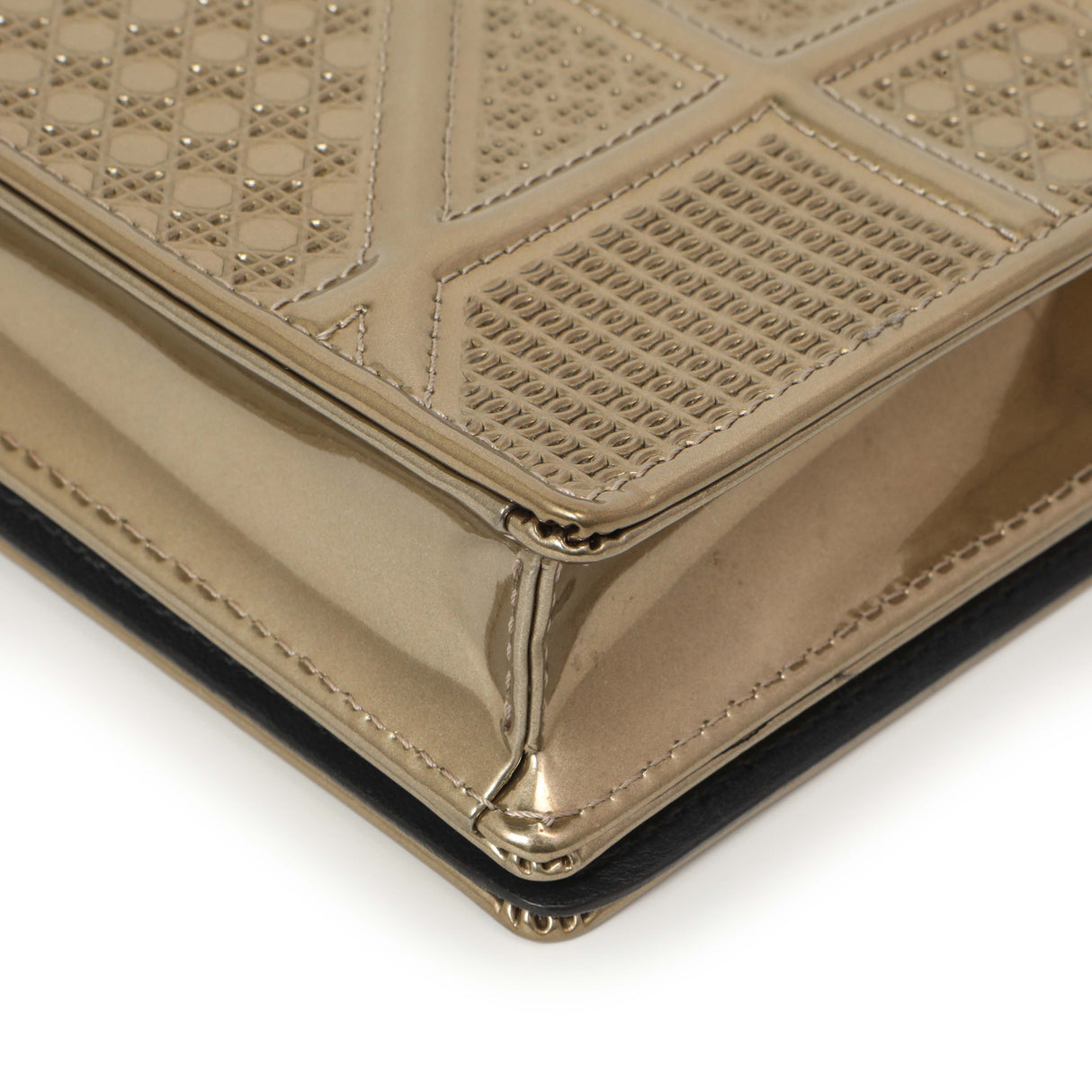 Christian Dior Metallic Gold Patent Micro Cannage Diorama Wallet on Chain Handbags Christian Dior