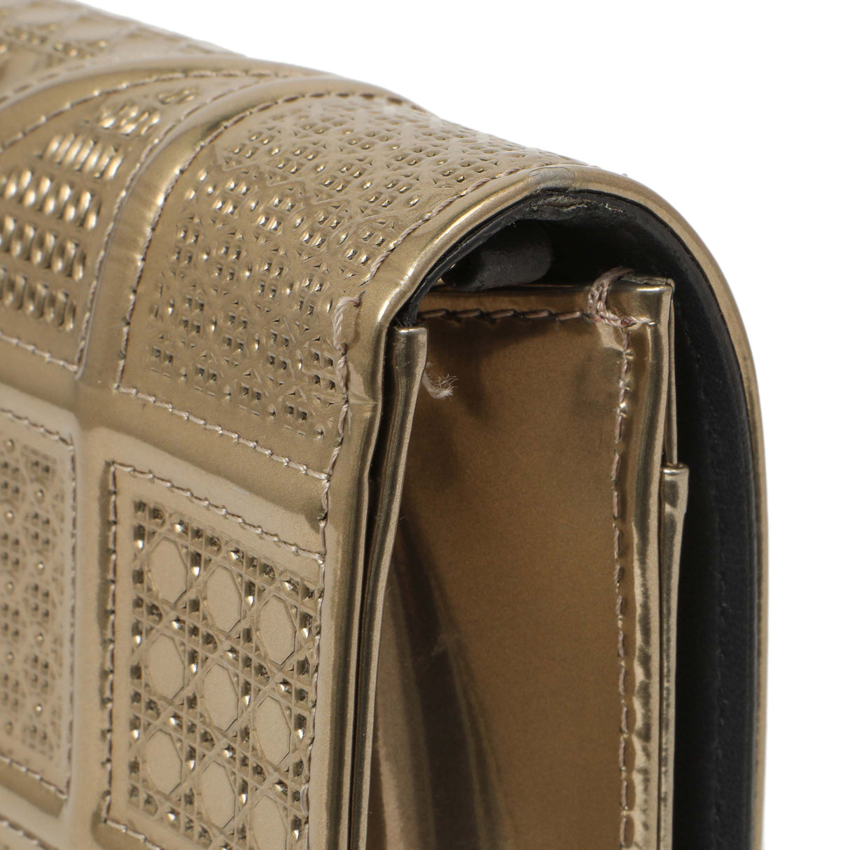 Christian Dior Metallic Gold Patent Micro Cannage Diorama Wallet on Chain Handbags Christian Dior