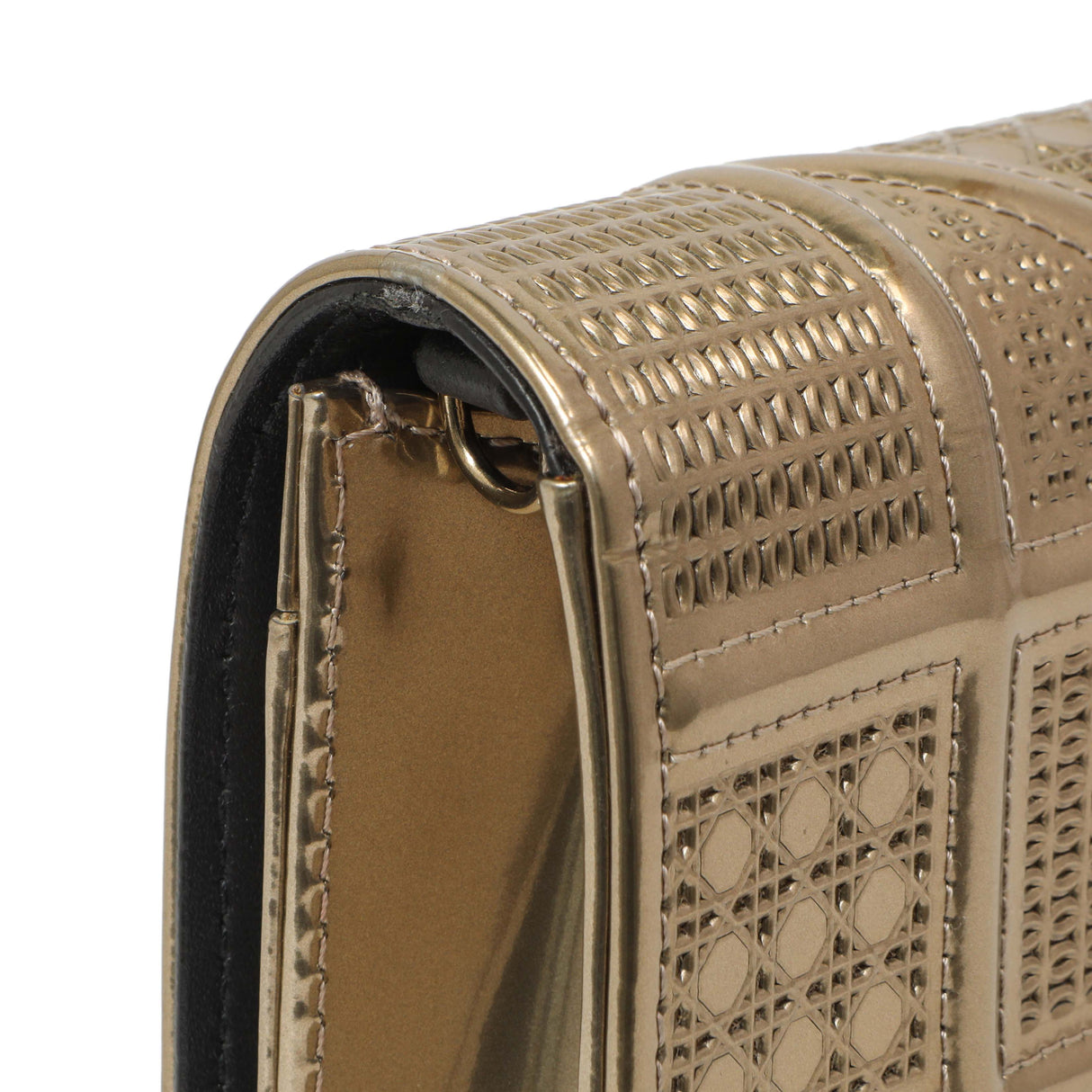 Christian Dior Metallic Gold Patent Micro Cannage Diorama Wallet on Chain Handbags Christian Dior