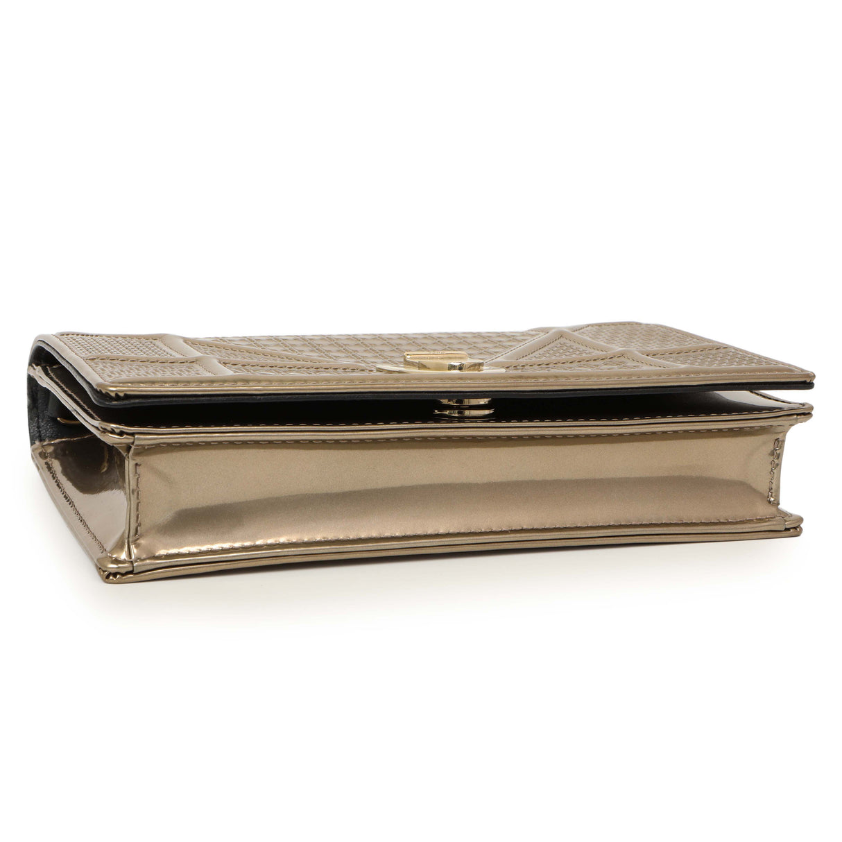 Christian Dior Metallic Gold Patent Micro Cannage Diorama Wallet on Chain Handbags Christian Dior