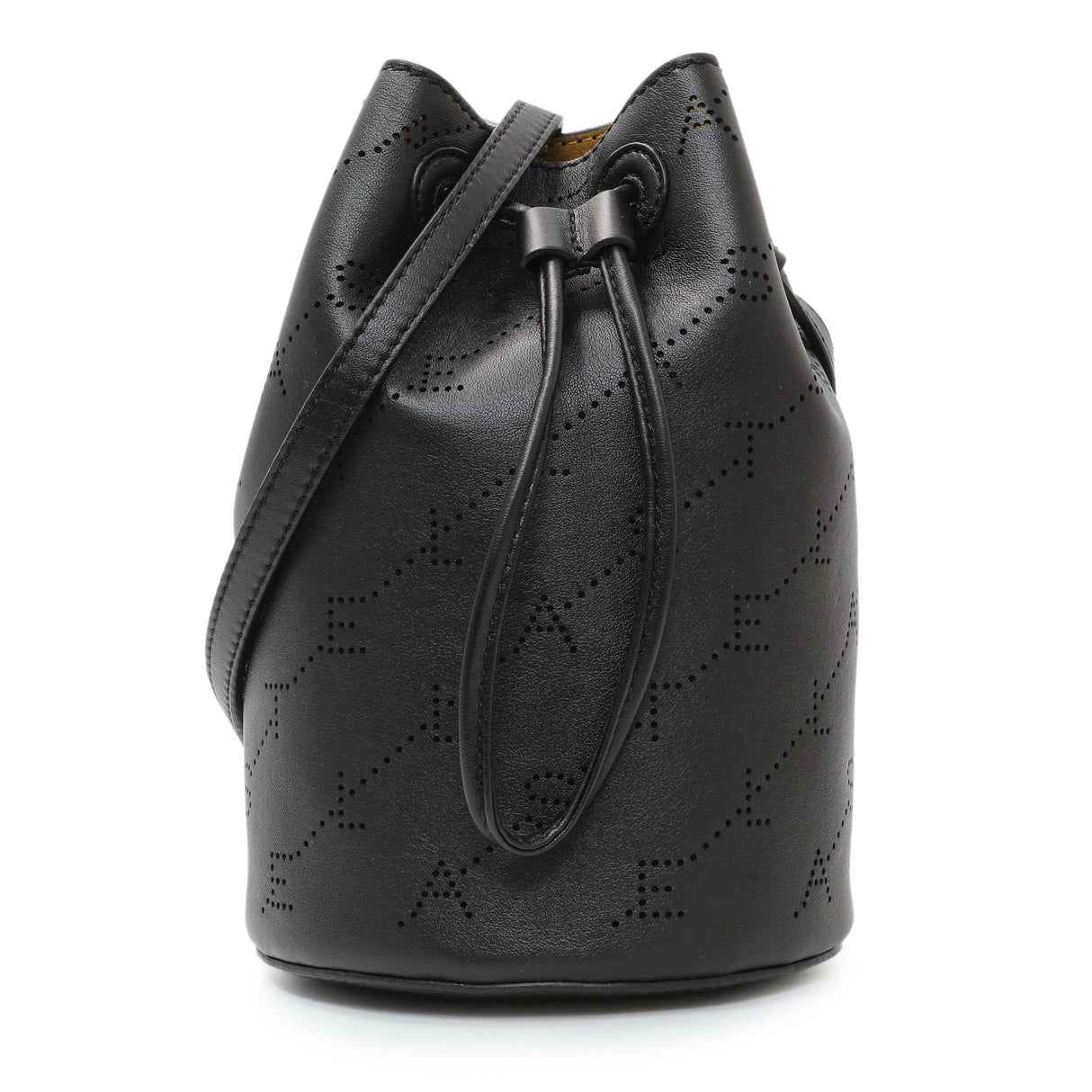 Stella McCartney Black Eco Alter Nappa Perforated Logo Mini Bucket Bag Handbags Stella McCartney