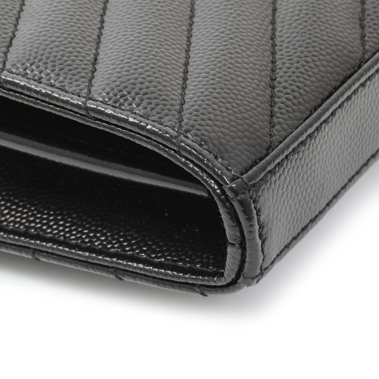 Saint Laurent Black Grain De Poudre Matelasse Chevron Monogram Chain Wallet Handbags Saint Laurent