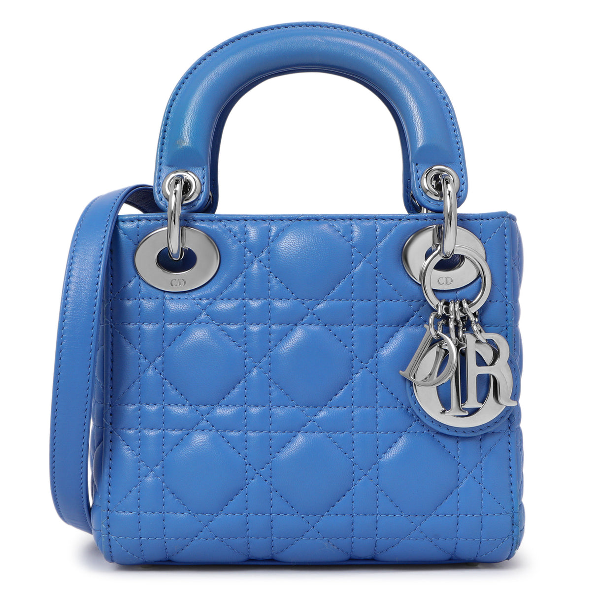 Christian Dior Blue Lambskin Cannage Mini Lady Dior Handbags Christian Dior