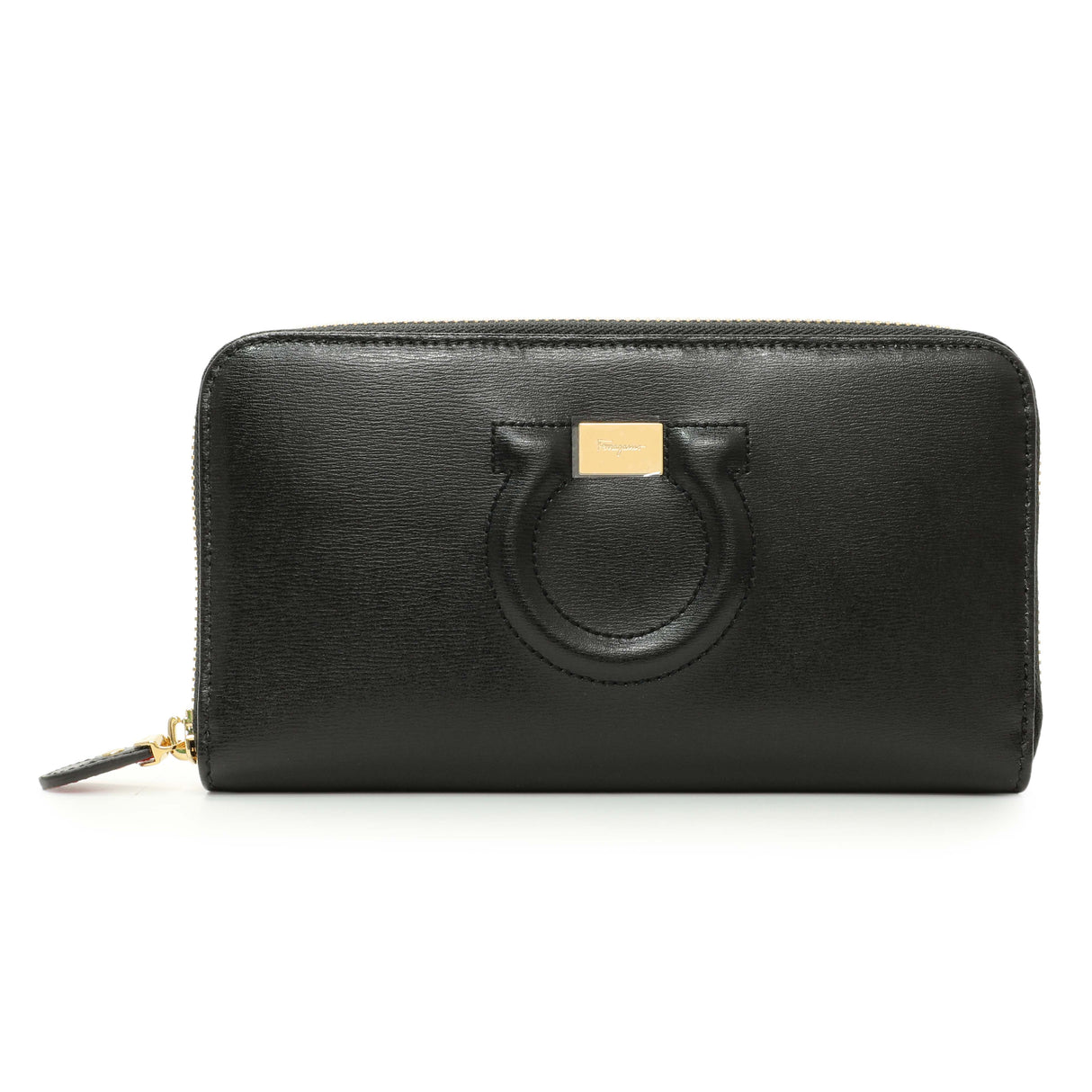 Salvatore Ferragamo Black Calfskin Gancini Zip Around Wallet Accessories Salvatore Ferragamo