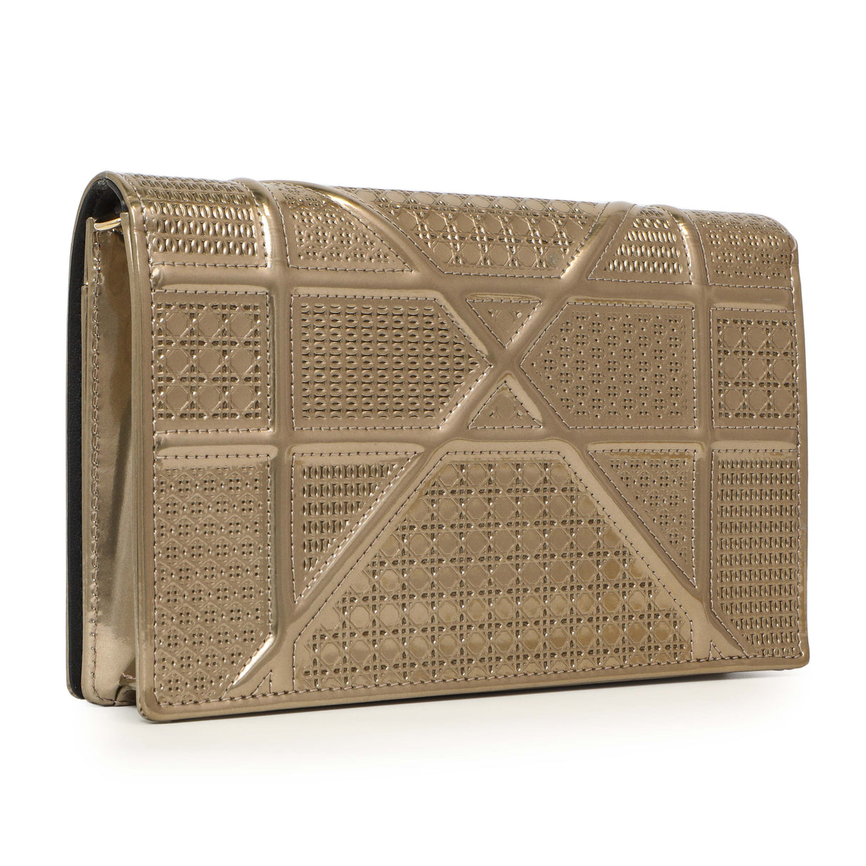 Christian Dior Metallic Gold Patent Micro Cannage Diorama Wallet on Chain Handbags Christian Dior