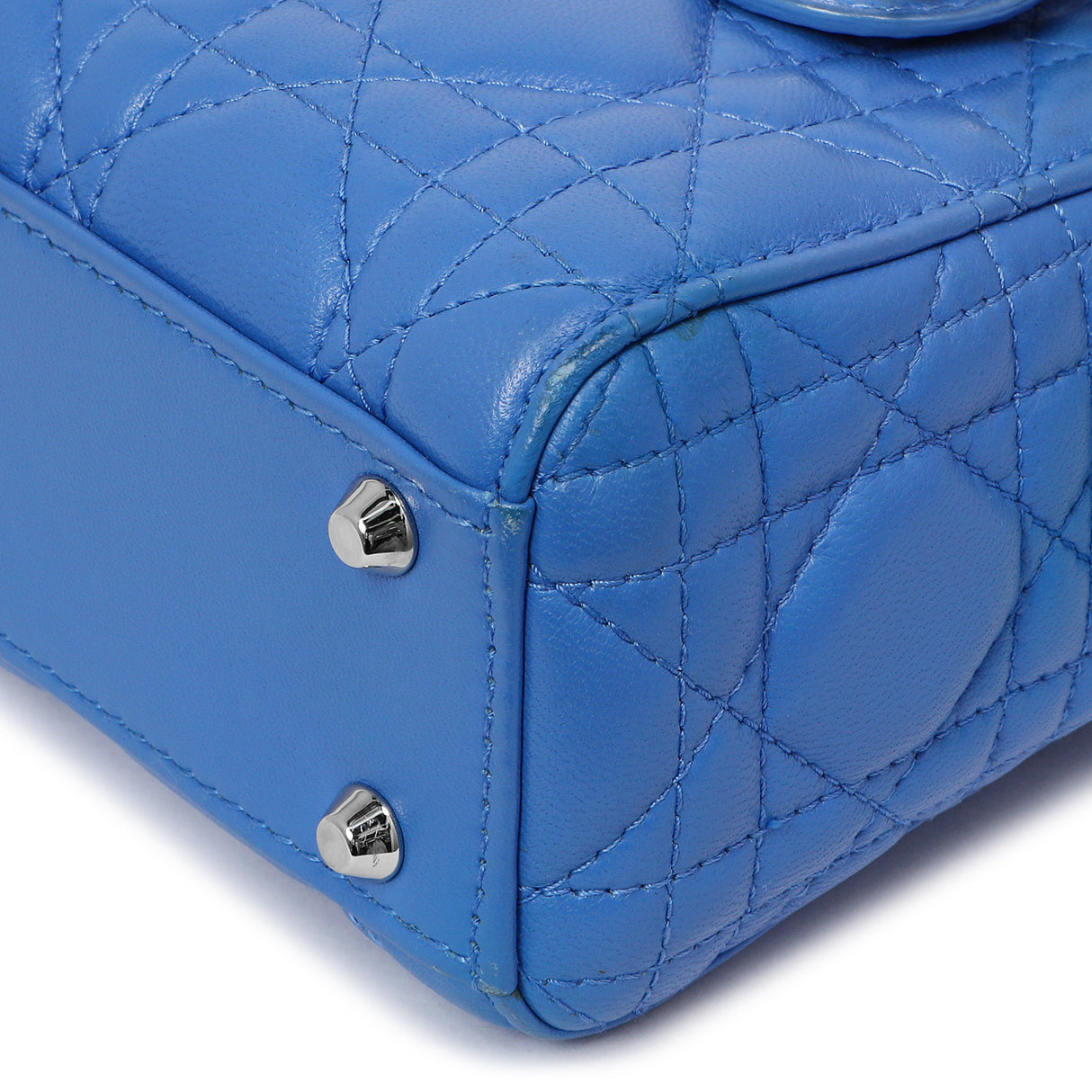 Christian Dior Blue Lambskin Cannage Mini Lady Dior Handbags Christian Dior