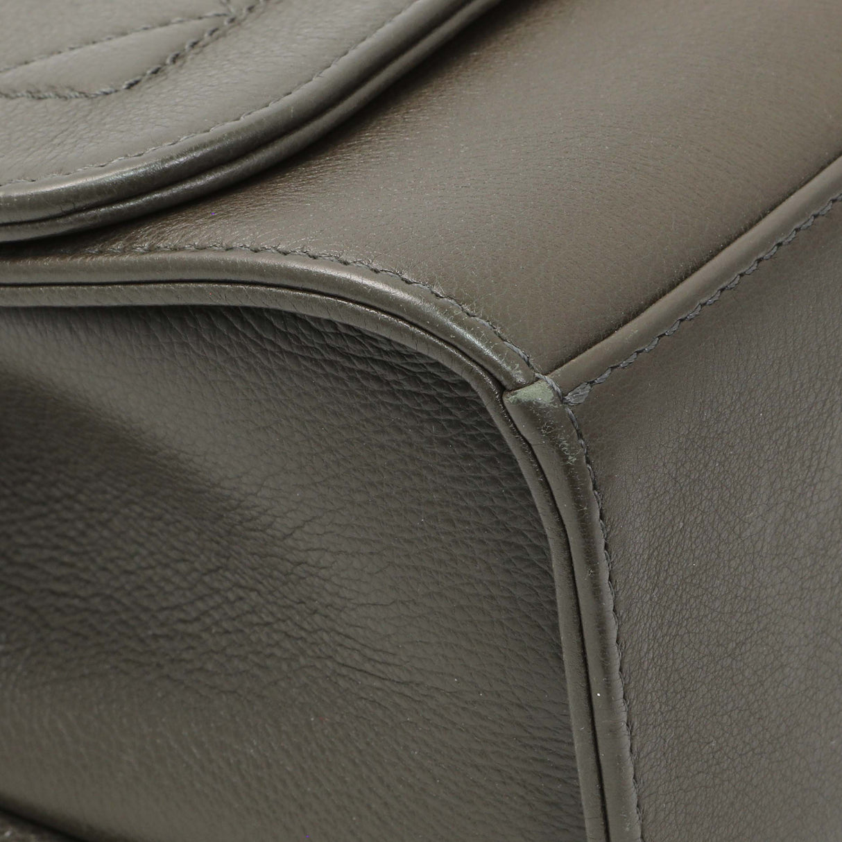Chanel Khaki Grained Calfskin Quilted Medium Label Click Flap