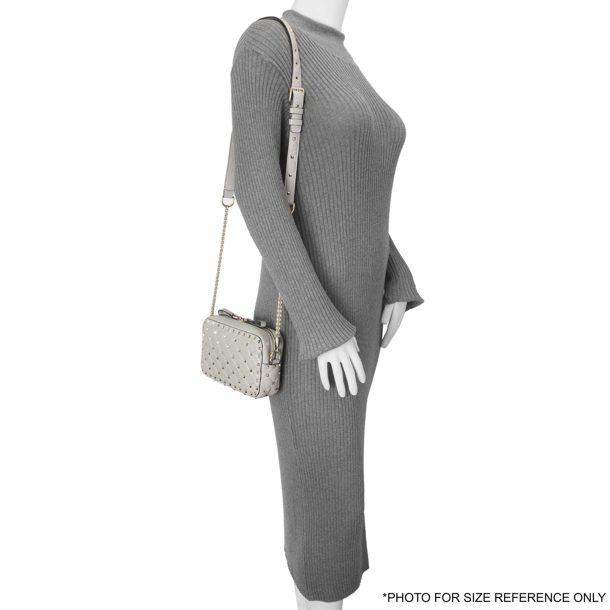 Valentino Grey Nappa Rockstud Spike Camera Crossbody Bag Handbags Valentino