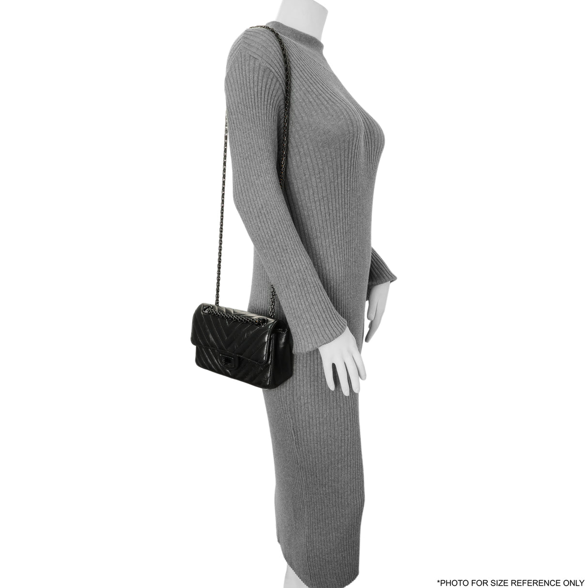 Chanel Black Aged Calfskin Chevron 2.55 Reissue Flap 224 Handbags Chanel