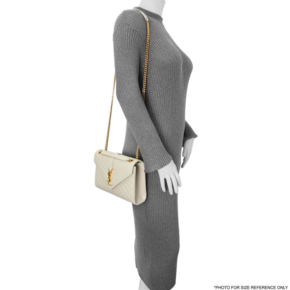 Saint Laurent Crema Grain De Poudre Matelasse Chevron Medium Triquilt Monogram Satchel Handbags Saint Laurent