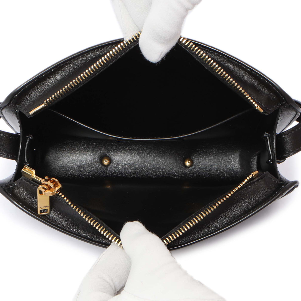 Saint Laurent Black Calfskin Reverse Satchel Handbags Saint Laurent