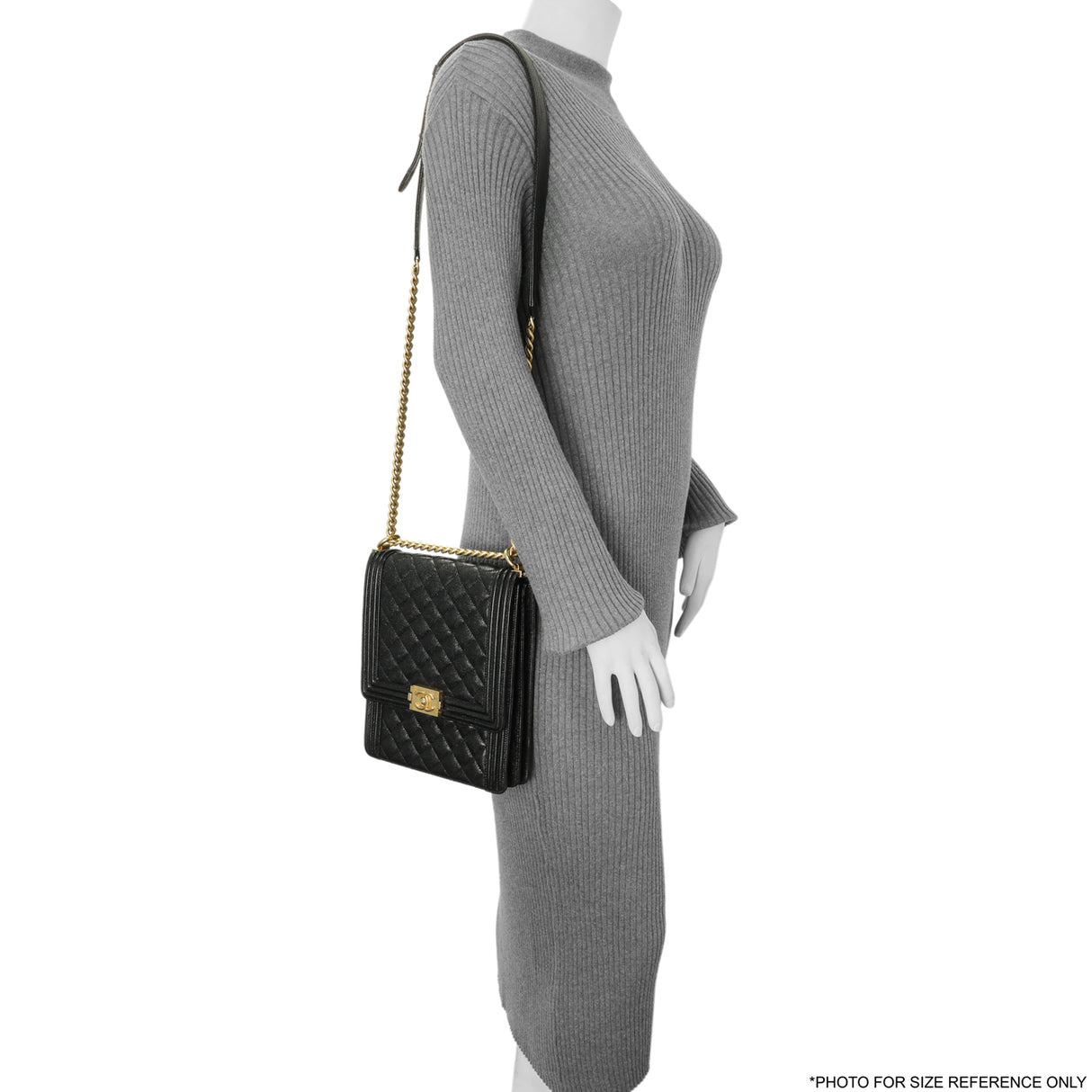 Chanel Black Quilted Caviar North South Boy Flap Handbags Chanel