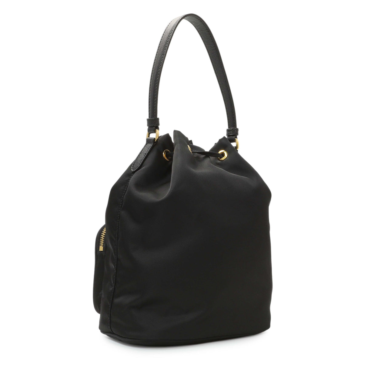 Prada Black Re-Nylon Saffiano Duet Bucket Crossbody Bag Handbags Prada