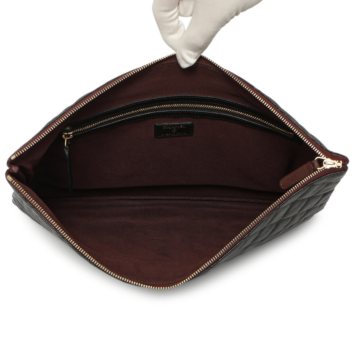 Chanel Black Quilted Caviar Large Cosmetic Case Handbags Chanel