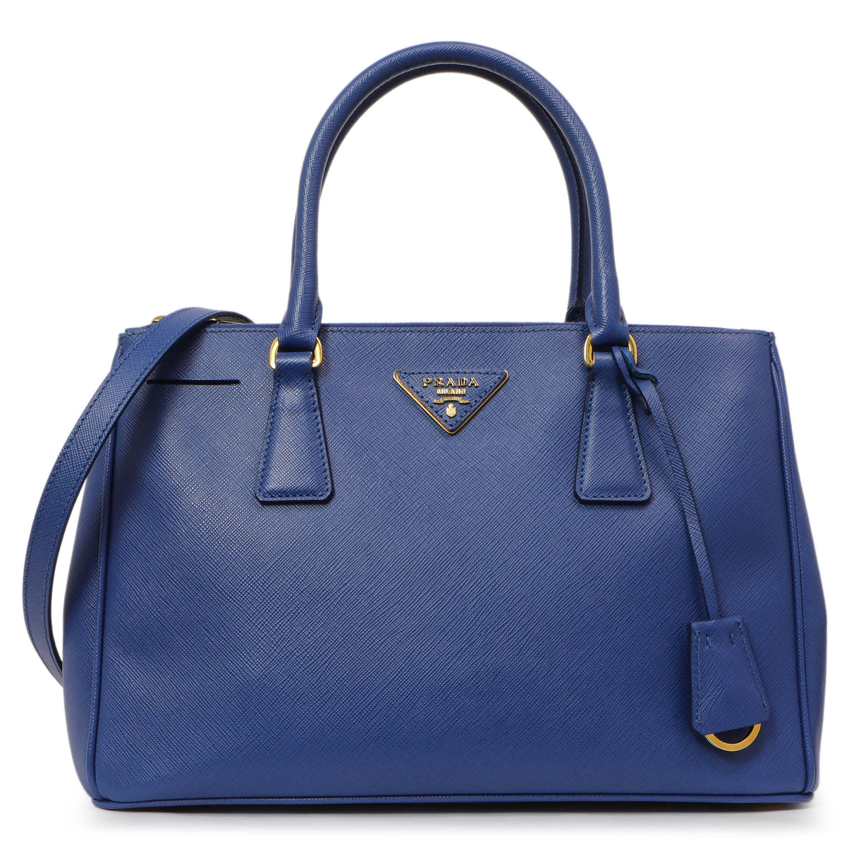 Prada Blue Saffiano Small Galleria Double Zip Tote Handbags Prada