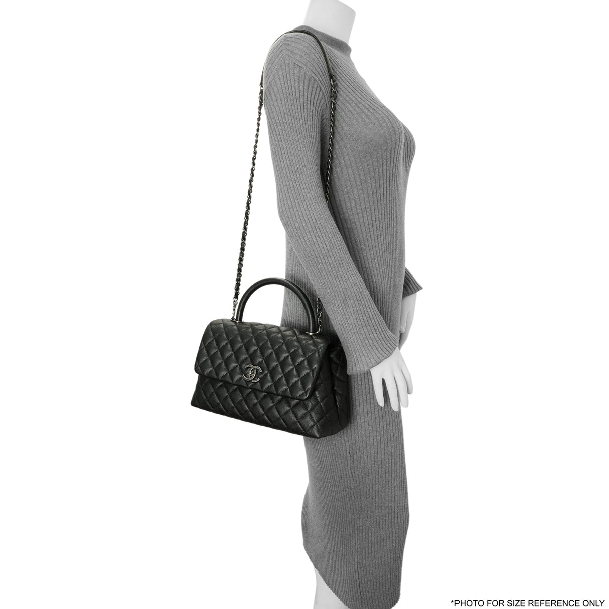 Chanel Black Quilted Caviar Small Coco Handle Handbags Chanel