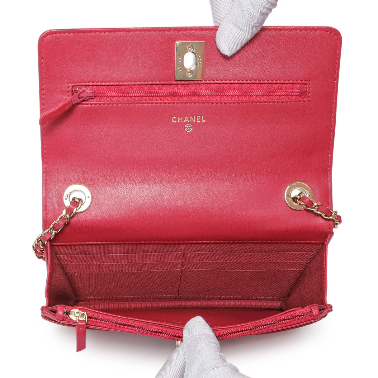 Chanel Dark Pink Quilted Lambskin Trendy CC Wallet On Chain Handbags Chanel